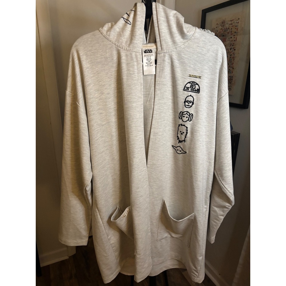 Star Wars Women's XL Open Hooded Cardigan Gray May The Force Be With You